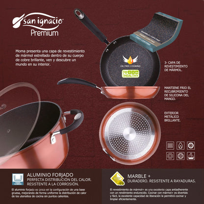 Sartén Ø28 X 5,2 Cms. Aluminio Forjado, Color Cobre Metalizado, Mango Revestido Con Silicona, Inducción_2