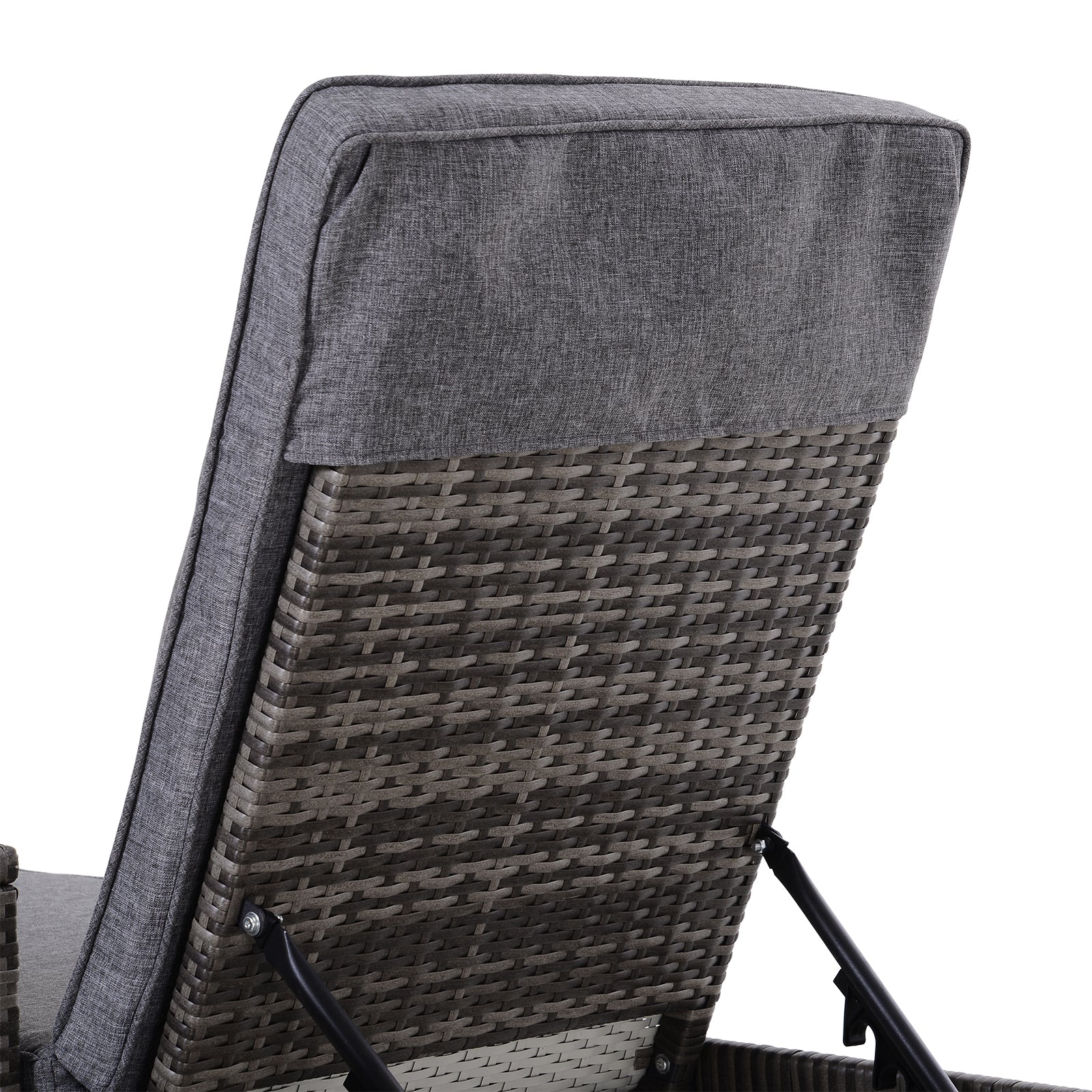 Outsunny Conjunto De 2 Tumbonas De Terraza Con Mesa Ratán 195x60x86 Cm Gris_4