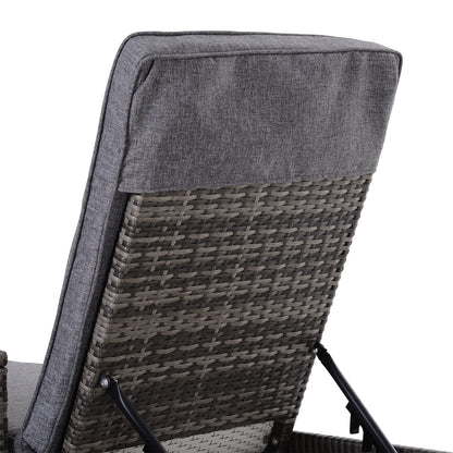 Outsunny Conjunto De 2 Tumbonas De Terraza Con Mesa Ratán 195x60x86 Cm Gris_4