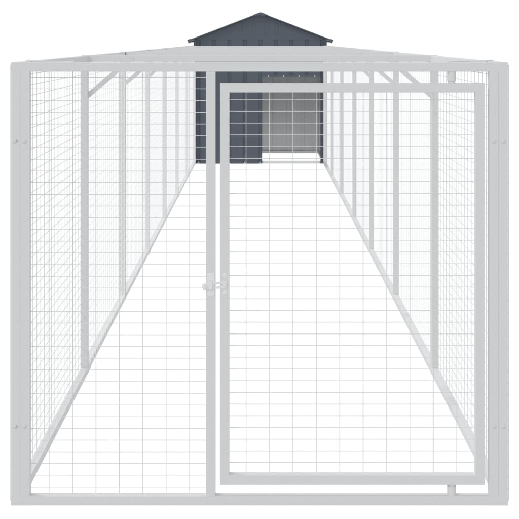 Caseta Perros Con Tejado Acero Galvanizado Gris 117x813x123 Cm_2