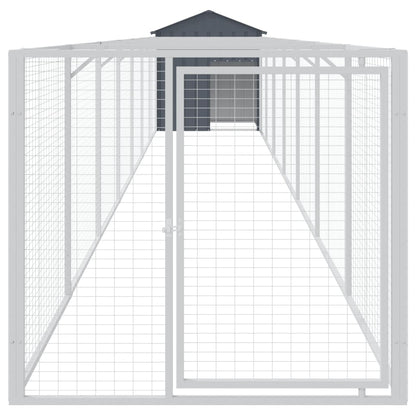 Caseta Perros Con Tejado Acero Galvanizado Gris 117x813x123 Cm_2