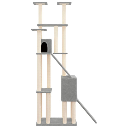 Rascador Para Gatos Con Postes De Sisal Gris Claro 190 Cm_3