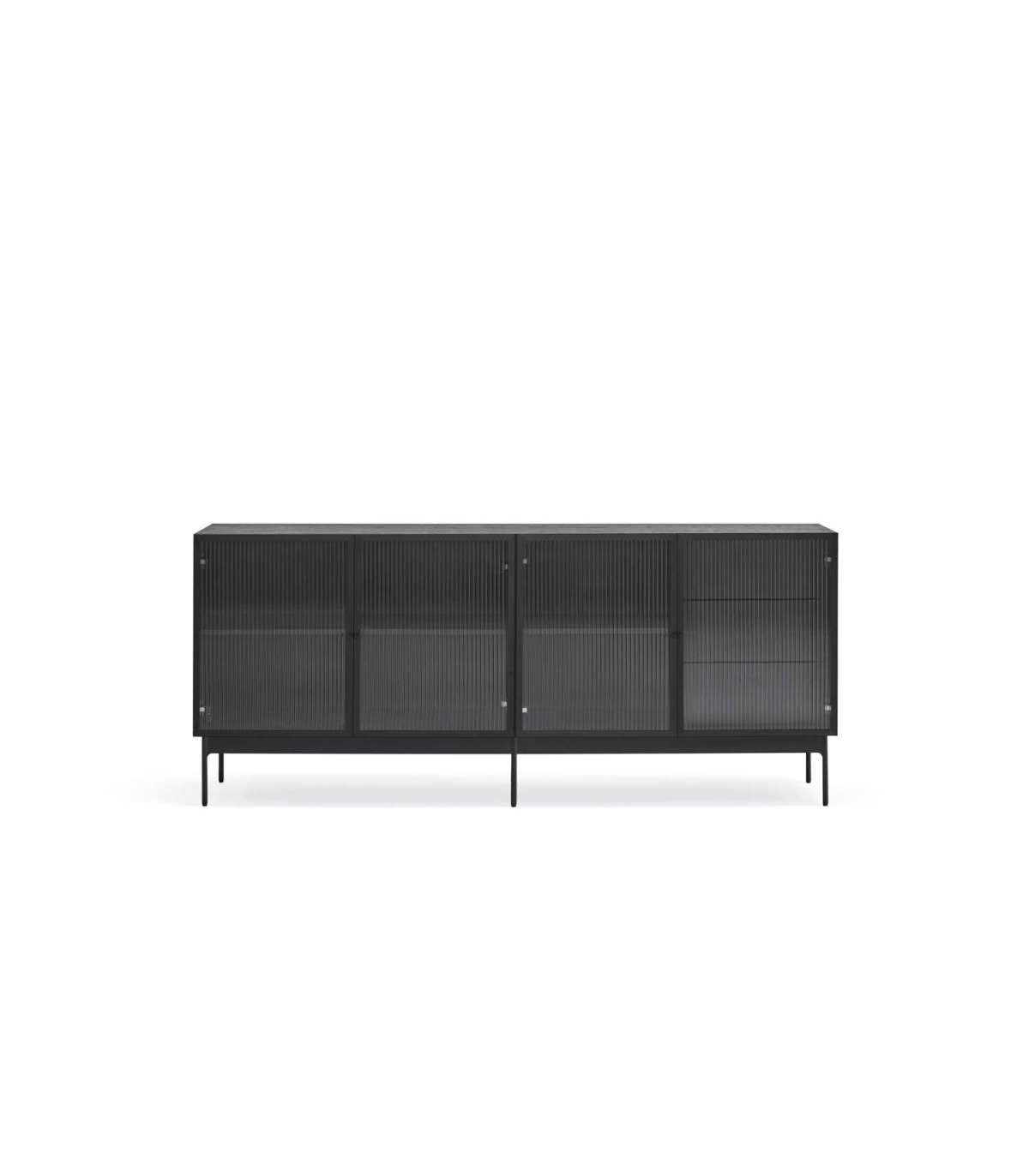Mueble Aparador Para Comedor Modelo Blur 4 Puertas Acabado Negro, 45cm(ancho) 77.5cm(alto_5