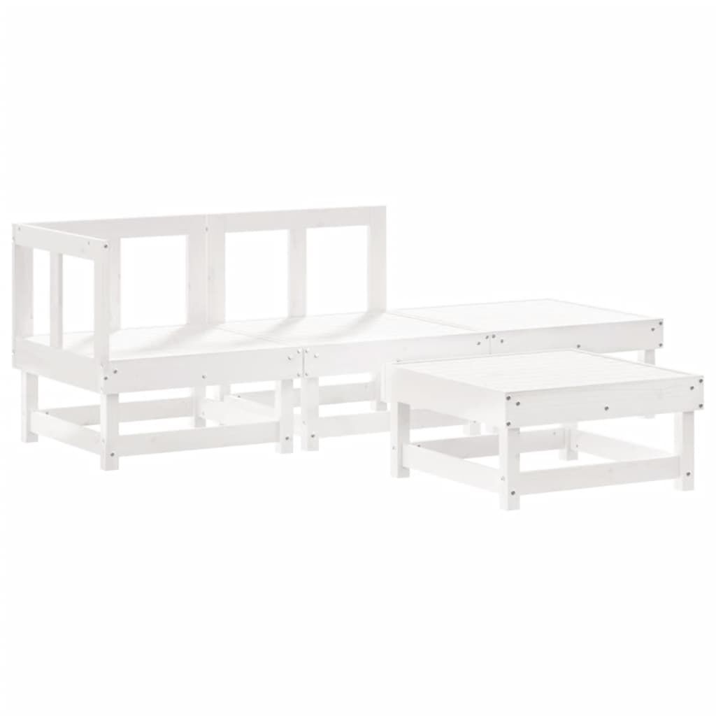 Vidaxl Juego De Muebles De Jardín 4 Pzas Madera Maciza De Pino Blanco_0