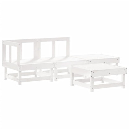 Vidaxl Juego De Muebles De Jardín 4 Pzas Madera Maciza De Pino Blanco_0