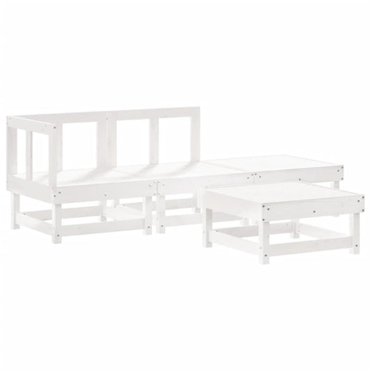 Vidaxl Juego De Muebles De Jardín 4 Pzas Madera Maciza De Pino Blanco_0