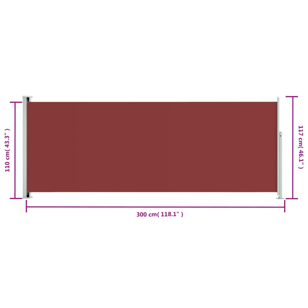 Vidaxl Toldo Lateral Retráctil De Jardín Rojo 117x300 Cm_2