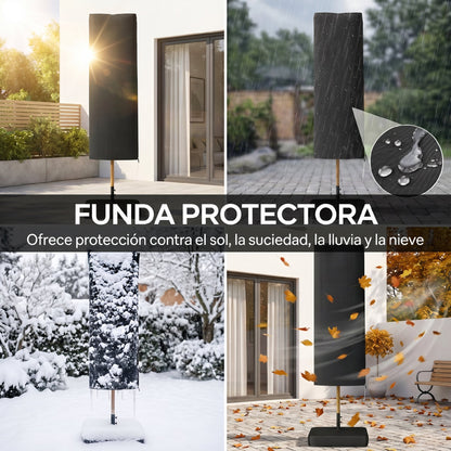 Outsunny Sombrilla Doble 4,6x2,6 M Con 48 Luces Led Base Incluida Y Manivela_4