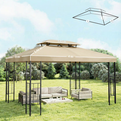 Outsunny Techo De Repuesto Para Cenador 4x3 M Techo Doble Anti-uv Crema_2