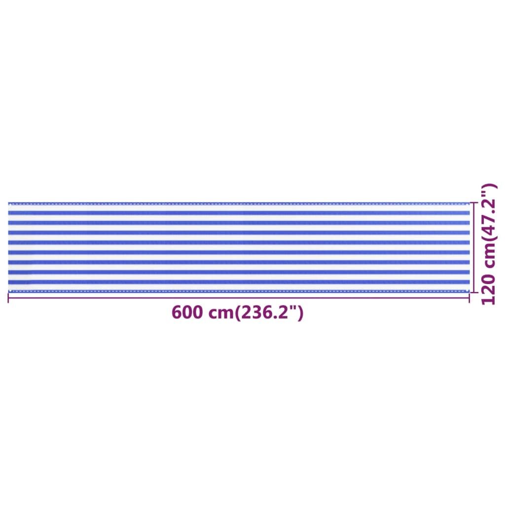 Vidaxl Toldo Para Balcón Hdpe Azul Y Blanco 120x600 Cm_4