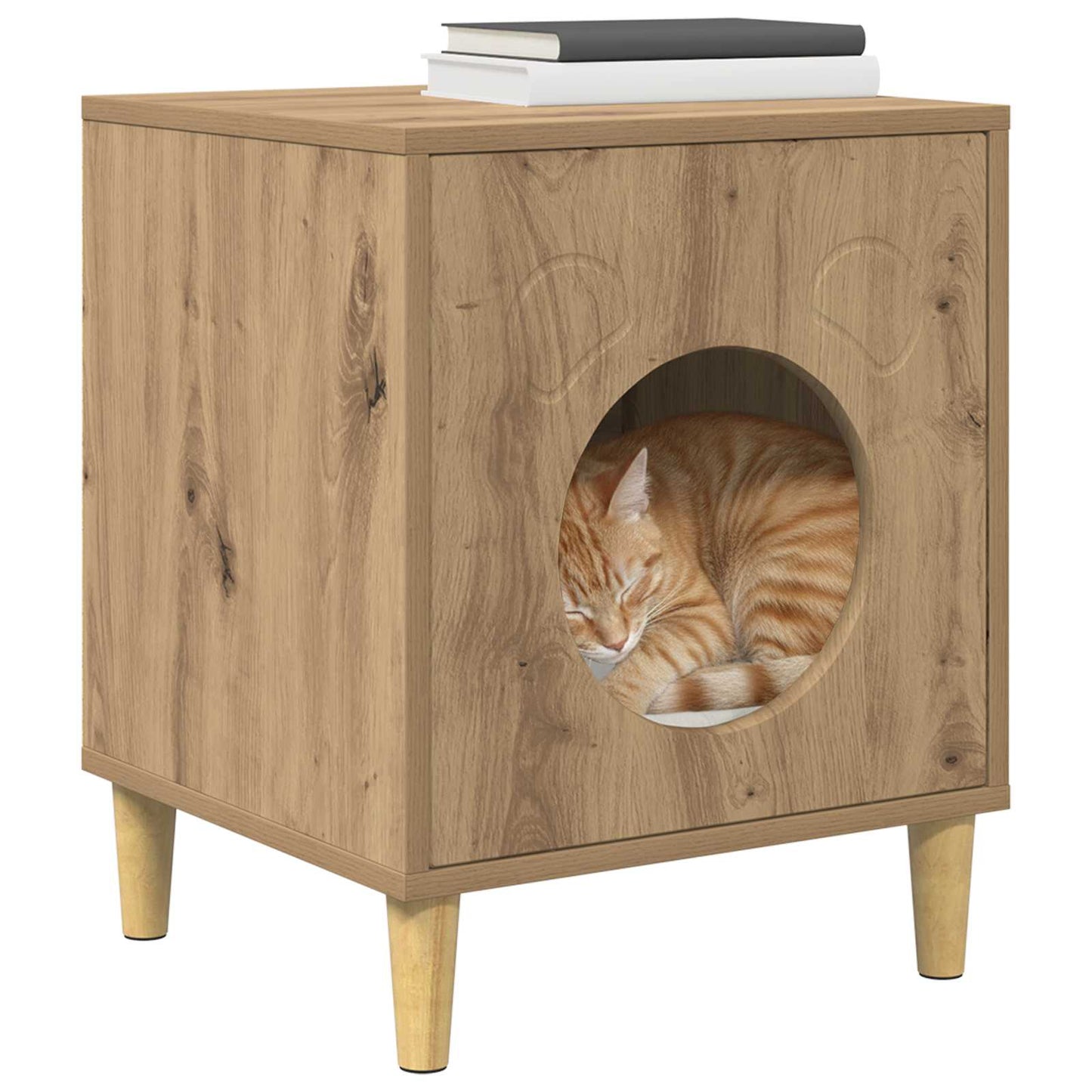 Casa Para Gatos Roble Artesanal 42,5 X 40 X 53 Cm_2