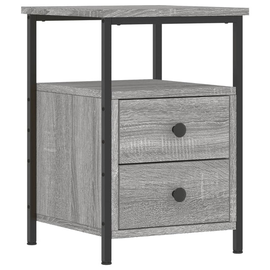 Mesita De Noche Madera De Ingeniería Gris Sonoma 34x35,5x50 Cm_0