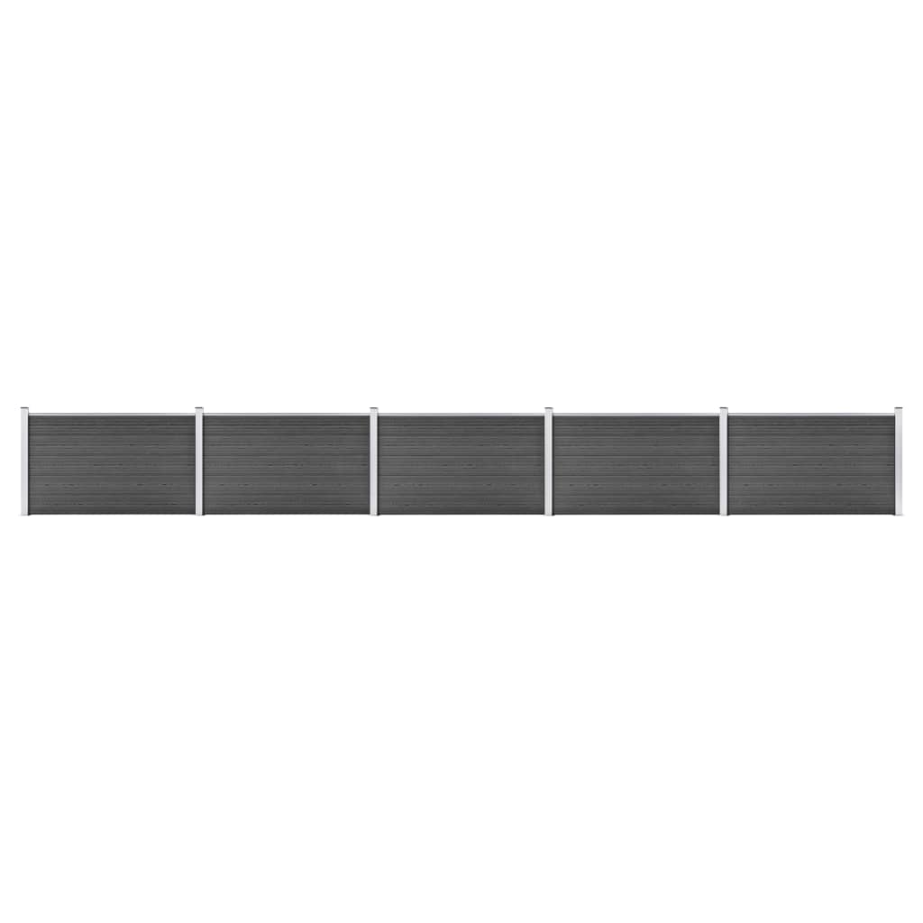 Set De Paneles De Valla Wpc Negro 872x105 Cm / Vetonek_4