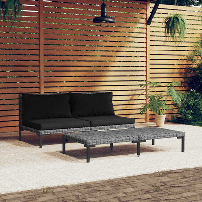 Vidaxl Muebles Jardín 3 Pzas Ratán Sintético Semicircular Gris Oscuro_1