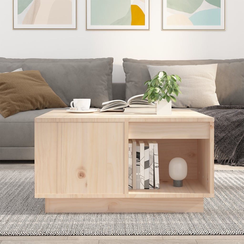 Mesa De Centro Madera Maciza De Pino 60x61x32,5 Cm_1