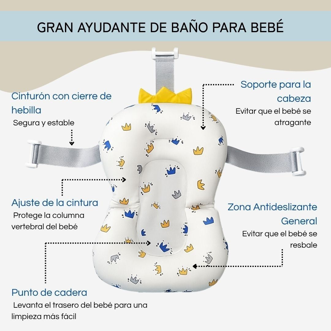 Cojín De Baño Antideslizante Con Estampado De Coronas Para Bebés, Cómodo Y Seguro Bathby_3