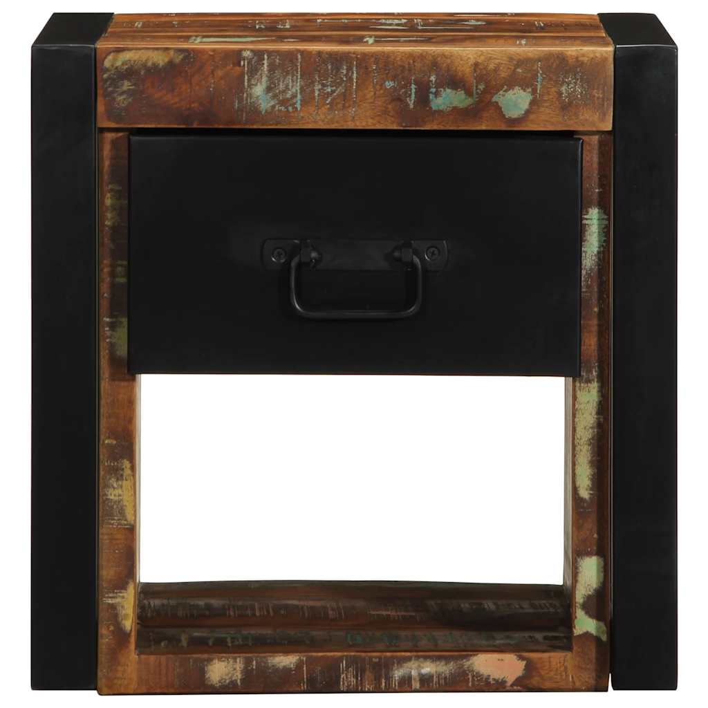 Mesilla De Noche Multicolor 40x35x40 Cm Madera Maciza Reciclada_3
