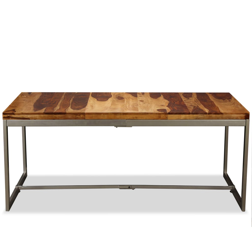 Mesa De Comedor De Madera Maciza De Sheesham Y Acero 180 Cm_1