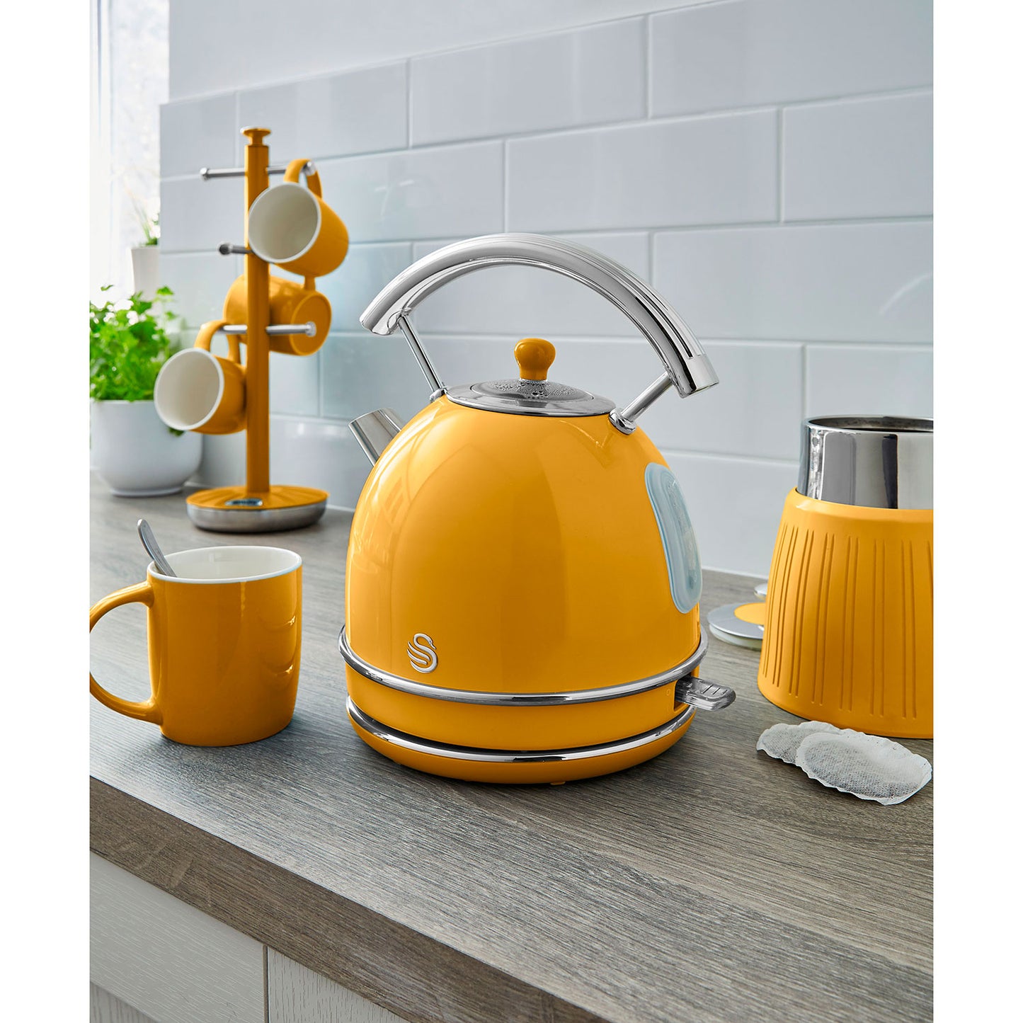 Swan Retro Set Desayuno Hervidor De Agua 1,8 L Inalámbrico, Tostadora 2 Rebanadas Anchas,vintage,stp7050yelneu,amarillo_2