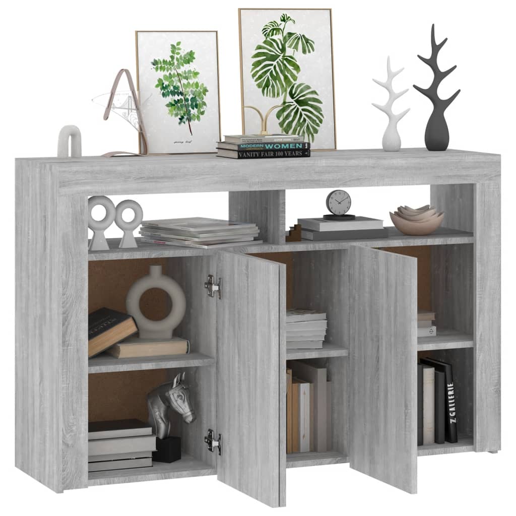 Aparador Con Luces Led Gris Sonoma 115,5x30x75 Cm / Vetonek_2