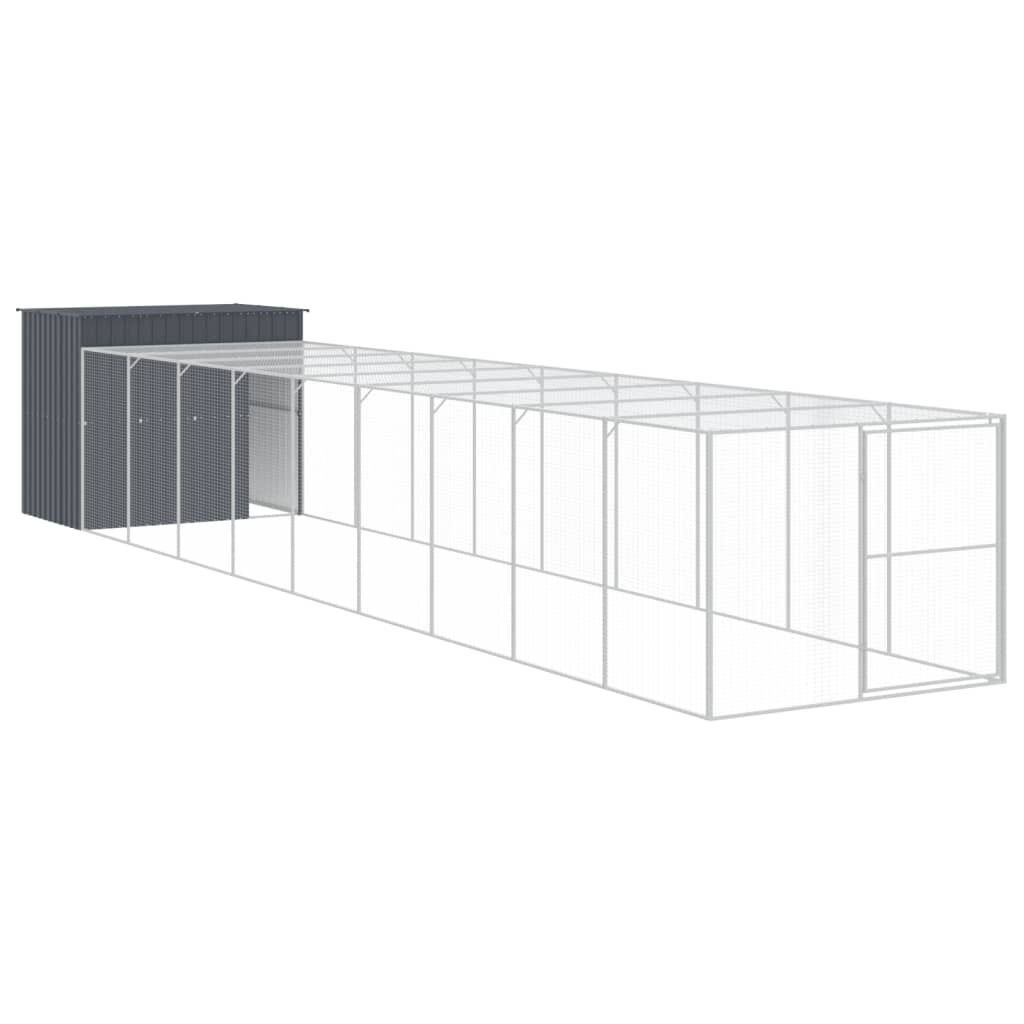 Vidaxl Caseta Perros Con Corral Acero Galvanizado Gris 214x1069x181 Cm_0