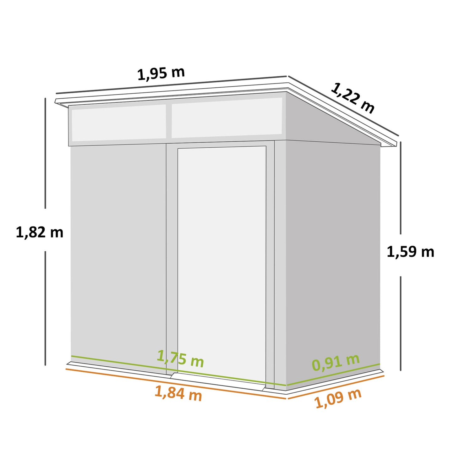 Outsunny Caseta De Jardín Exterior 1,9m² 195x122x182 Cm Con Base Refuerzo Gris_2