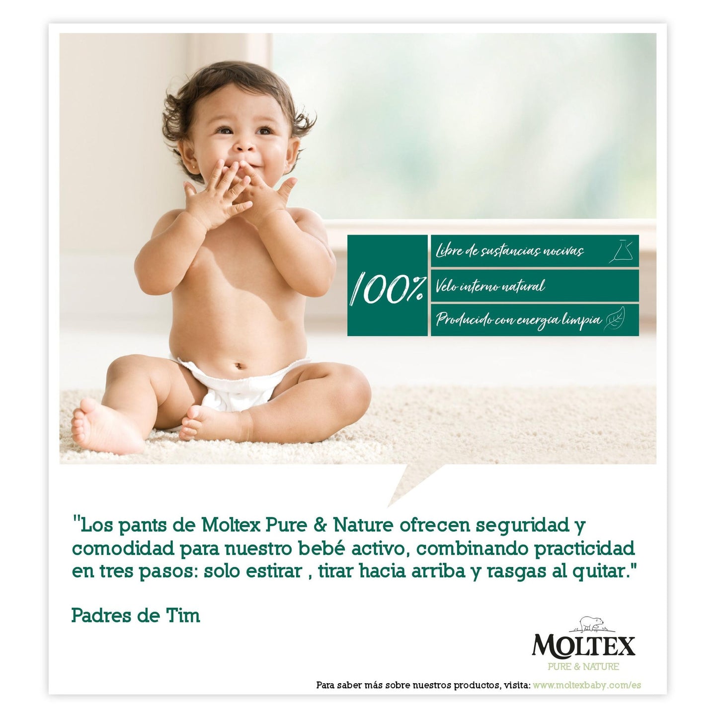 Pants Moltex Pure & Nature T5 (9-14 kg), 20 Uds