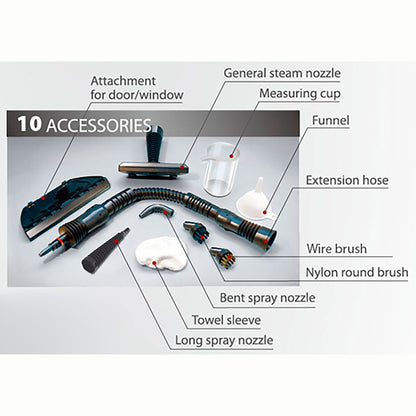 Vaporeta Limpiador Vapor A Presión 3,5 Bar, Desinfección Portátil Depósito 350ml, 10 Accesorios Camry Cr7021, Blanco/negro