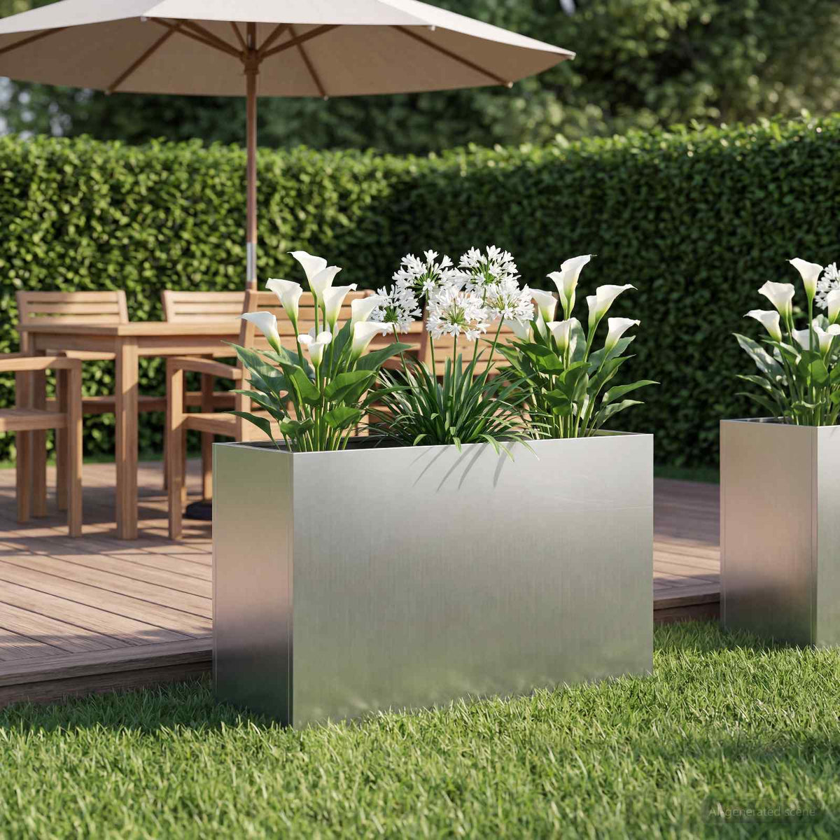 Macetero De Jardín Plateado 80 X 30 X 50 Cm Acero Galvanizado_1