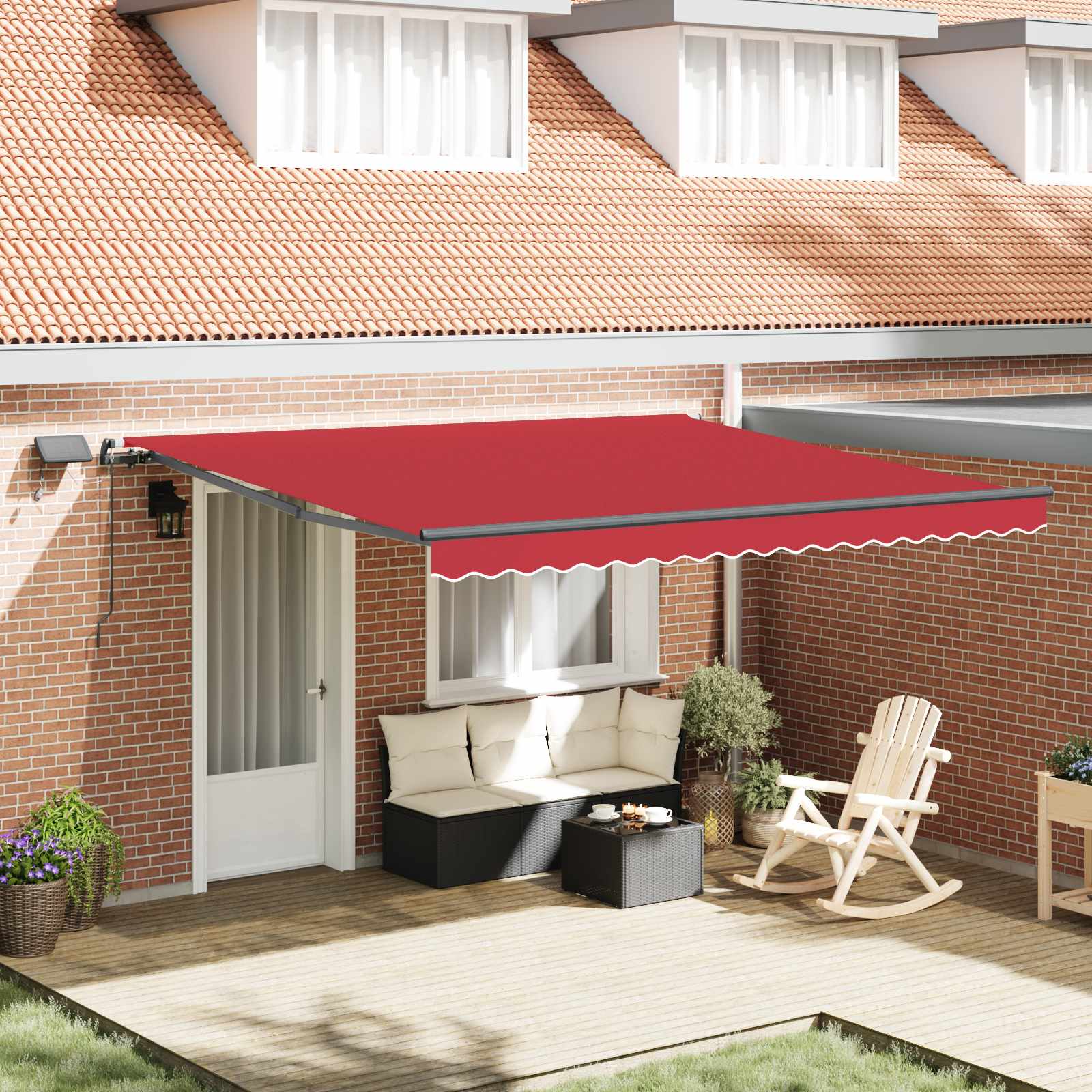 Toldo Retráctil Rojo 400 X 300 Cm Tela Y Aluminio_1