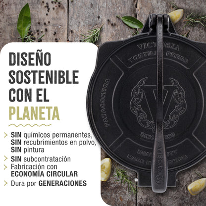 Victoria Prensa Tortillera Para Tortillas Mexicanas Hierro Fundido Hd Curado 20cm, Pataconera Colombiana, 34214, Negro_5