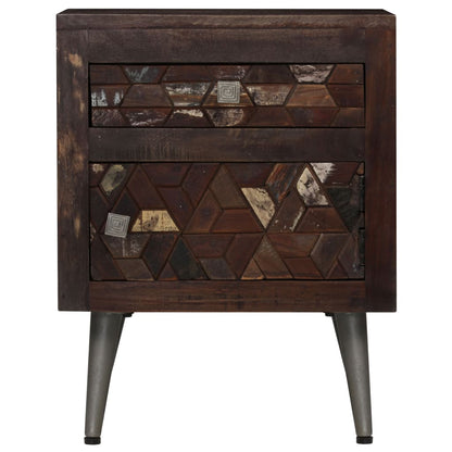 Mesita De Noche De Madera Maciza Reciclada 40x30x50 Cm_0