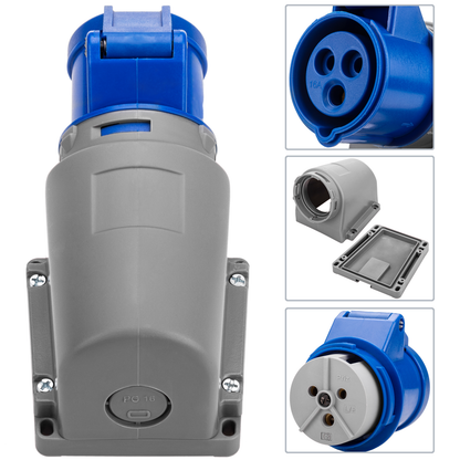 Base De Enchufe Industrial Cetac 90º Hembra 2p+t 16a 250v Ip44 De Superficie_1