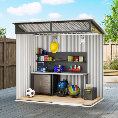 Outsunny Caseta De Jardín Exterior 1,9m² 195x122x182 Cm Con Base Refuerzo Gris_4