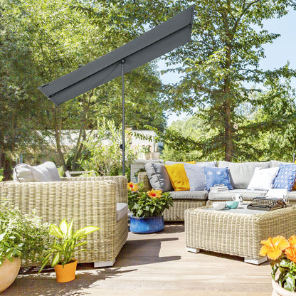 Outsunny Sombrilla De Jardín Plana 180x130x115-205 Cm Techo Inclinable Gris_1