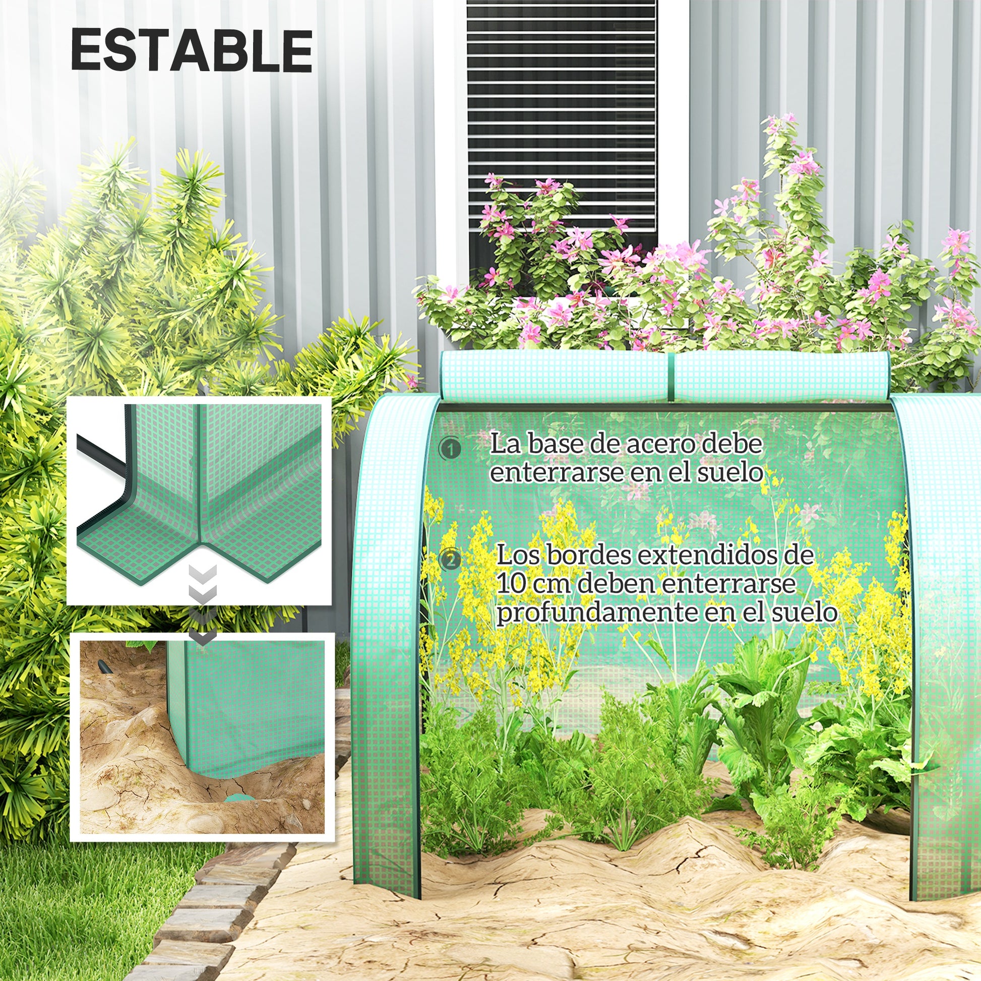 Outsunny Invernadero Con 4 Ventanas Estructura De Acero Y Pe 395x100x80 Cm Verde_4
