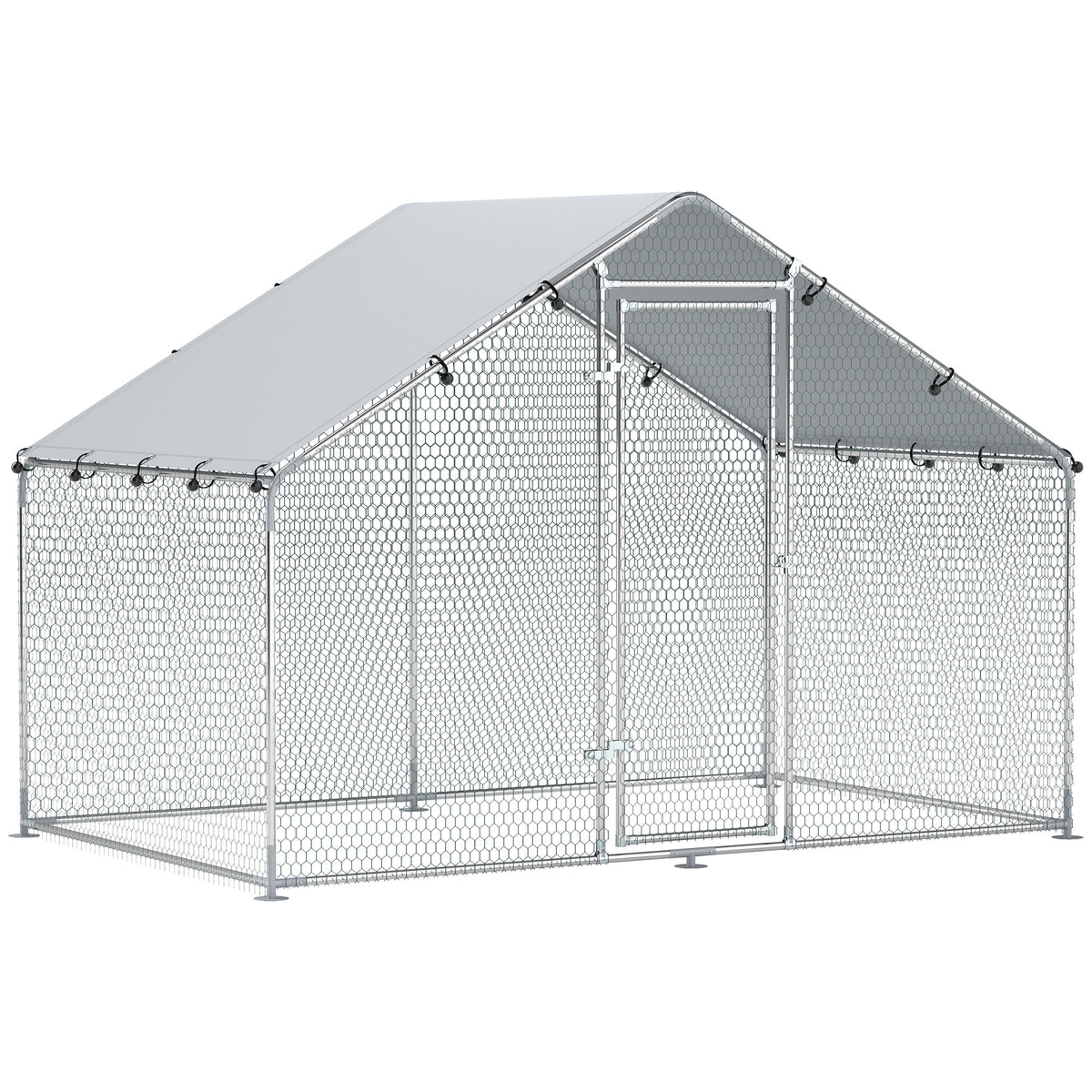 Gallinero Para Exterior Pawhut Acero Plata 300x170x190 Cm_0