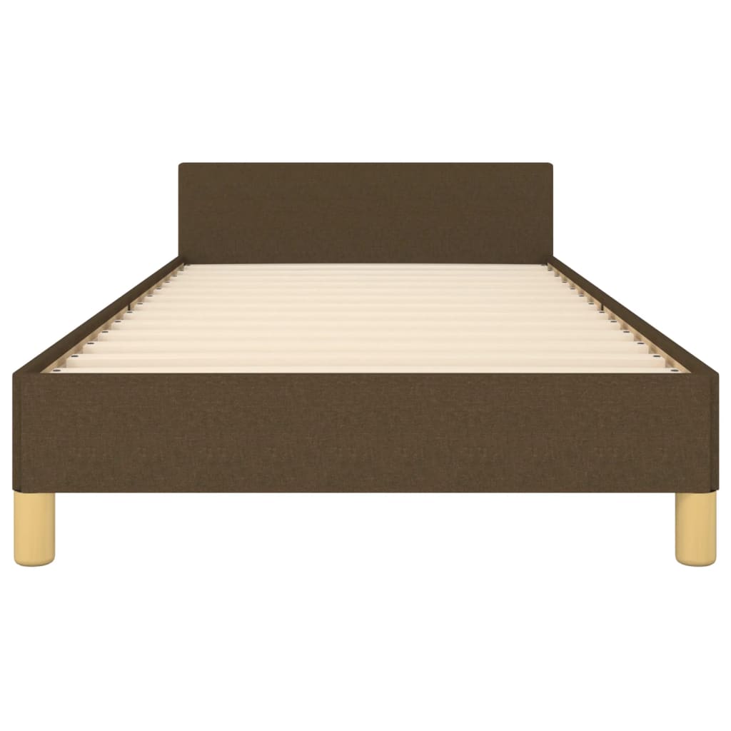 Estructura De Cama Con Cabecero De Tela Marrón Oscuro 80x200 Cm / Vetonek_0