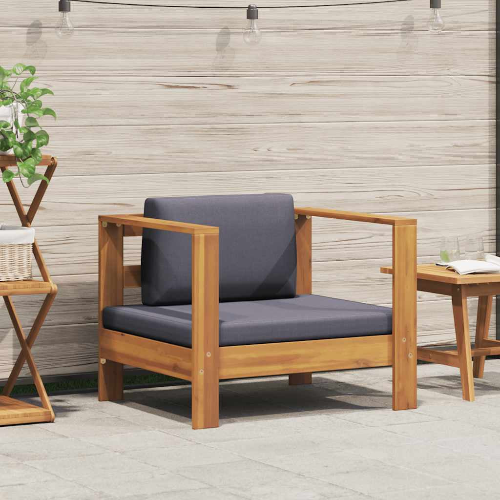 Vidaxl Silla De Jardín Con Cojín Madera Maciza De Acacia Gris Oscuro_1
