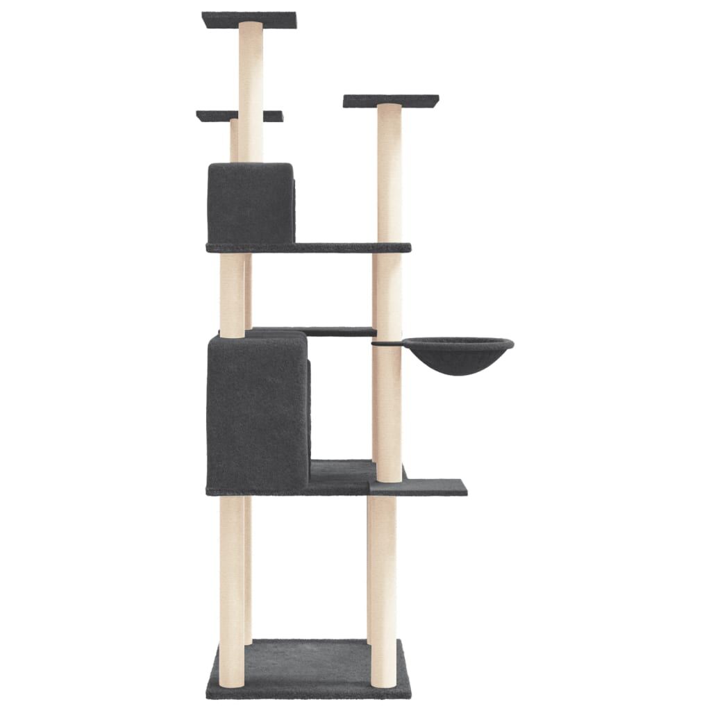 Vidaxl Rascador Para Gatos Con Postes De Sisal Gris Oscuro 166 Cm_3