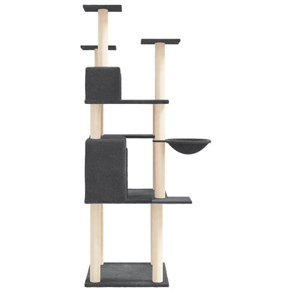 Vidaxl Rascador Para Gatos Con Postes De Sisal Gris Oscuro 166 Cm_3