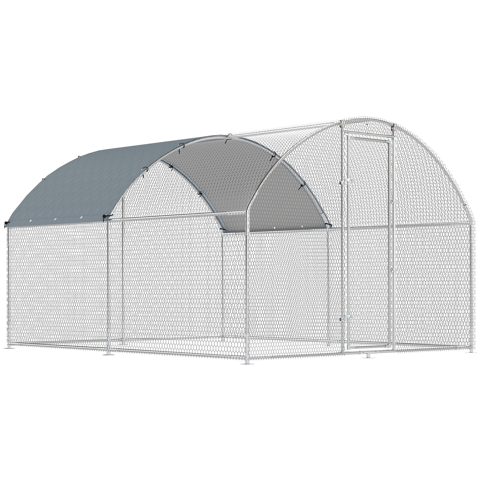 Pawhut Gallinero Para Exterior 2,8x3,4x1,9 M Para 10-16 Gallinas Plata_0