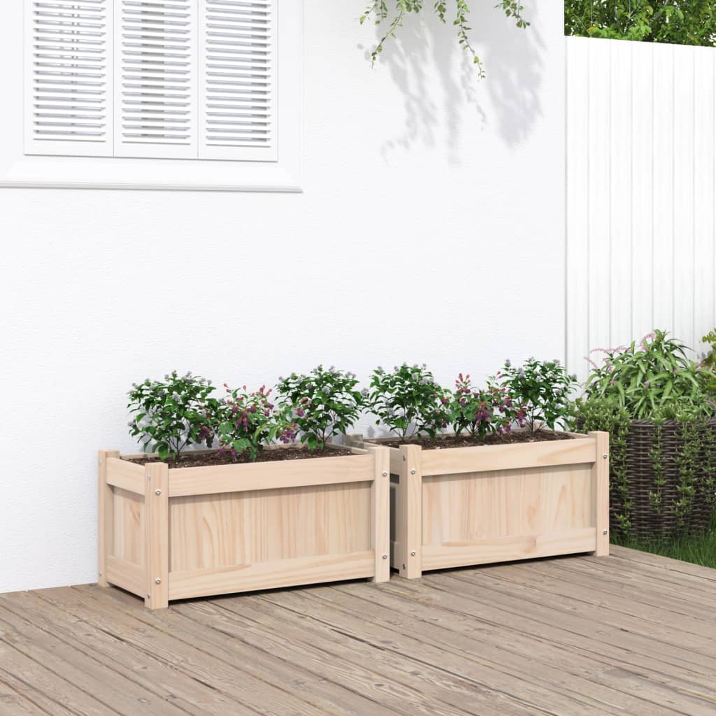Jardineras De Exterior 2 Unidades Madera Maciza De Pino_1