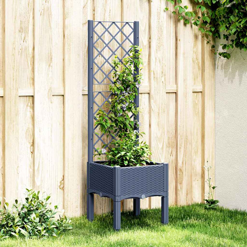 Jardinera Con Enrejado Pp Azul Gris 40x40x142 Cm_1