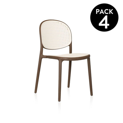 Pack 4 Sillas De Exterior Klux Apilables, Polipropileno, Taupé, 45 X 84 X 45_0