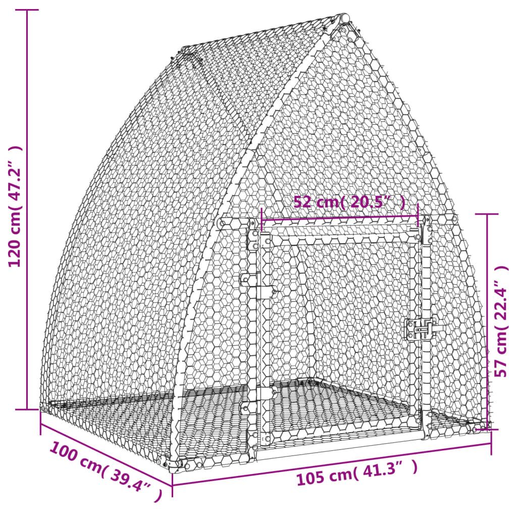 Vidaxl Conejera Acero Galvanizado Plateado 100x105x120 Cm_2
