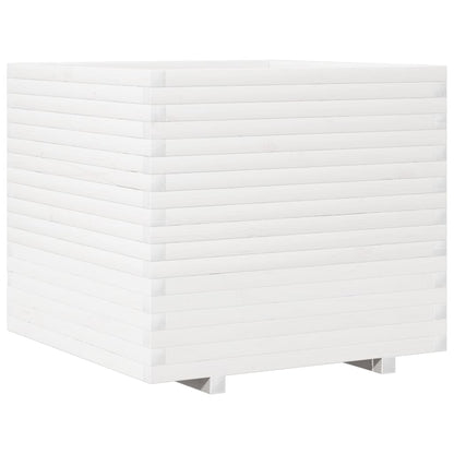 Jardinera De Madera Maciza De Pino Blanca 80x80x72 Cm_0