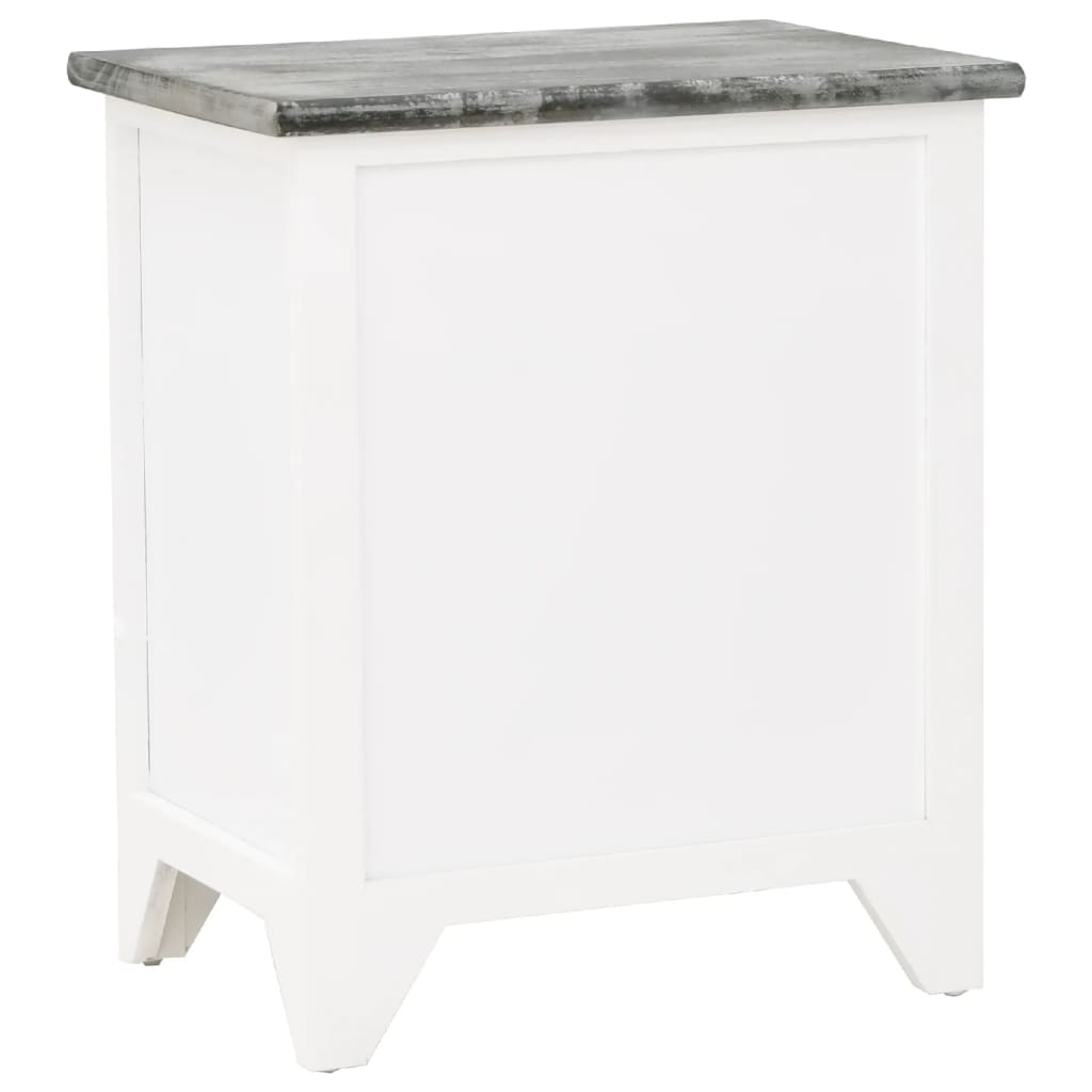 Mesita De Noche Madera De Paulownia Gris Y Blanca 38x28x45 Cm_2