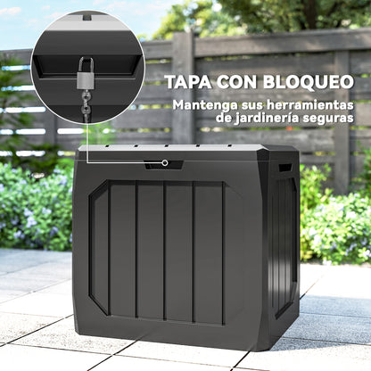 Outsunny Baúl De Almacenaje Exterior 121l Con 2 Asas Impermeable 56x45x53 Cm_5