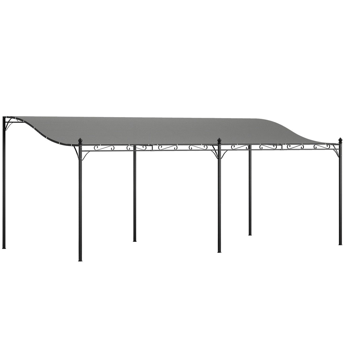 Outsunny Pérgola De Pared 3x6 M Con Techo Inclinado Estructura Metálica Gris_0